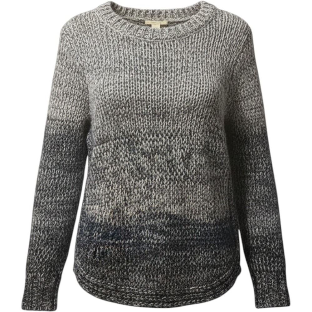 Westbound Womens Blue Space Dye Ombre Chunky Knit Crew Neck Sweater Medium